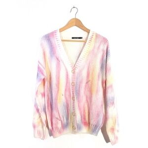 Doe & Rae Tie Die Distressed Rainbow Sweater